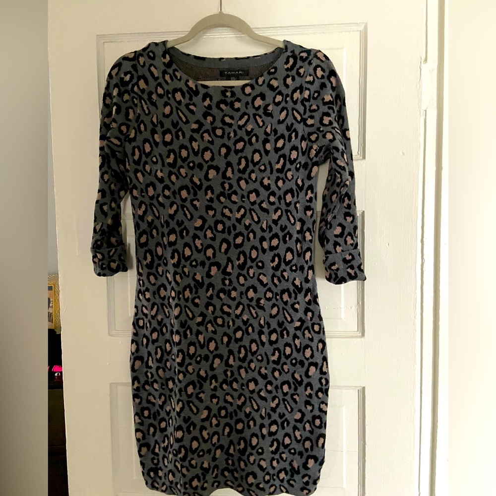 Women’s Gray Leopard Sweater Dress